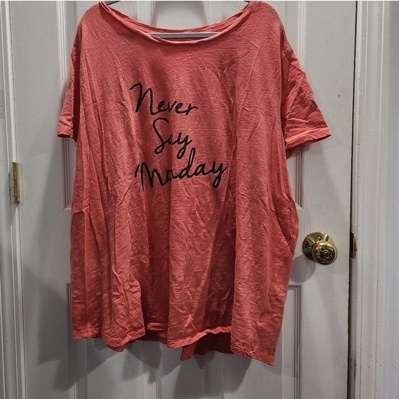 NWOT Old Navy Orange Never Say Never Slub Knit Graphic T-Shirt Size 4X - Picture 1 of 4